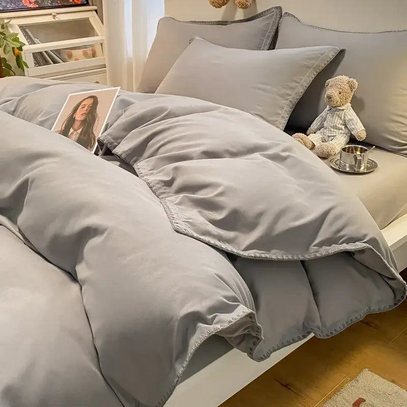 Cream and gray zigzag quilted bedding set bedroom cozy shell edges