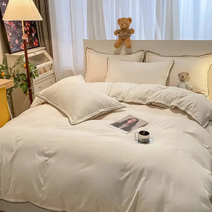 Cream and gray zigzag quilted bedding set bedroom cozy shell edges