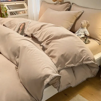 Cream and gray zigzag quilted bedding set bedroom cozy shell edges