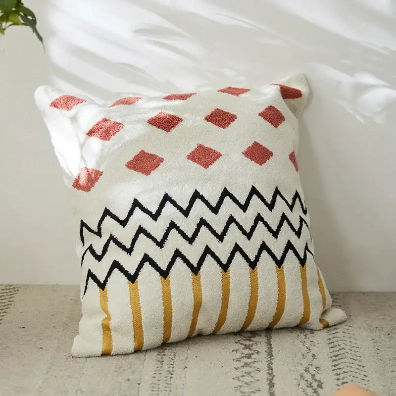 Cream and green embroidered cushion cover living room decor