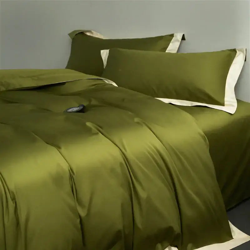 Cream and lavender egyptian cotton hotel style bedding set bedroom