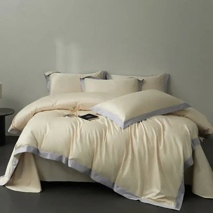 Cream and lavender egyptian cotton hotel style bedding set bedroom