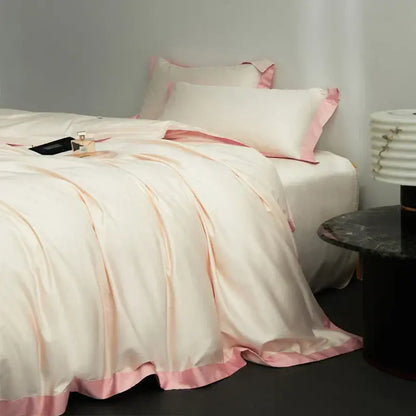 Cream and lavender egyptian cotton hotel style bedding set bedroom