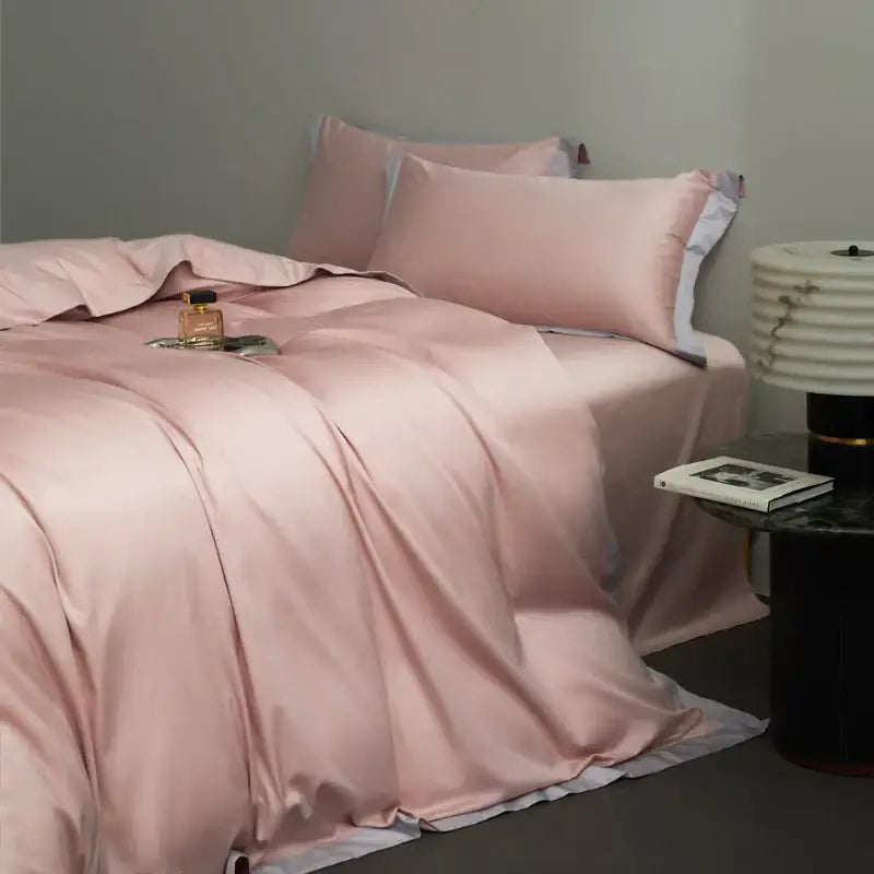 Cream and lavender egyptian cotton hotel style bedding set bedroom