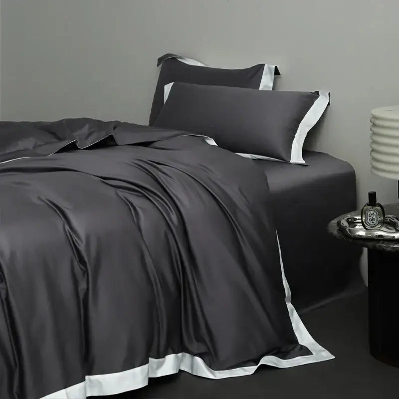 Cream and lavender egyptian cotton hotel style bedding set bedroom
