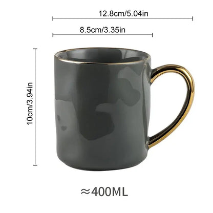 Cream and navy gold rim mug set kitchen ceramic coffee cups