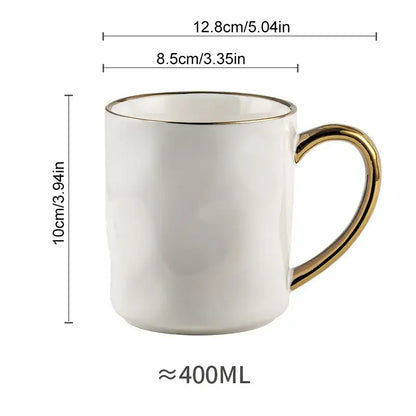 Cream and navy gold rim mug set kitchen ceramic coffee cups