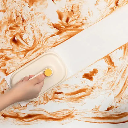 Cream and yellow silicone kitchen cleaning brush with replaceable head