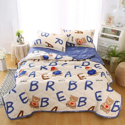 Cream bear quilt and pillowcase set bedroom bedding set