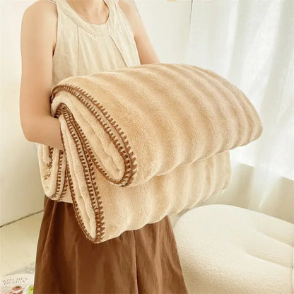 Cream bubble velvet woolen sofa blanket living room throw