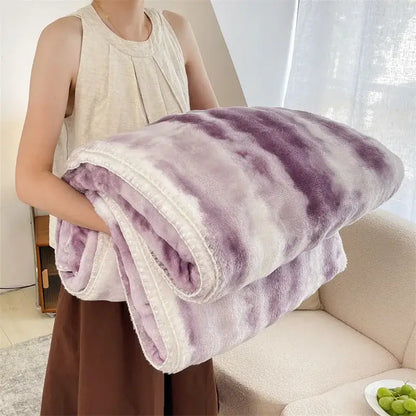 Cream bubble velvet woolen sofa blanket living room throw