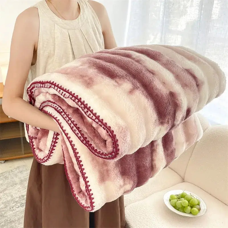 Cream bubble velvet woolen sofa blanket living room throw