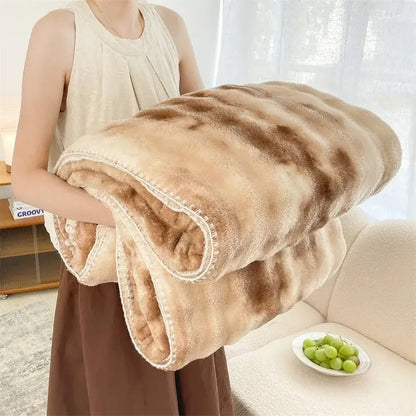 Cream bubble velvet woolen sofa blanket living room throw
