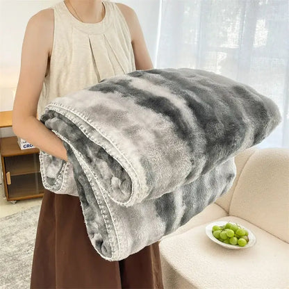 Cream bubble velvet woolen sofa blanket living room throw