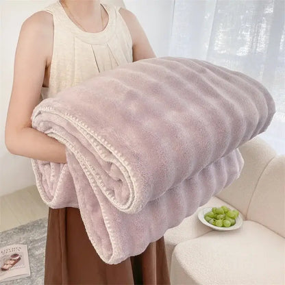 Cream bubble velvet woolen sofa blanket living room throw