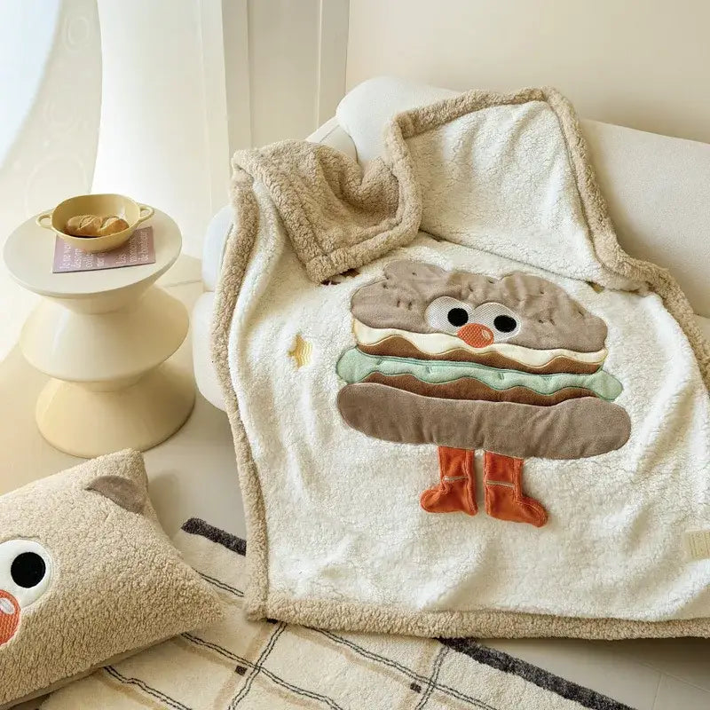 Cream cartoon lamb wool blanket bedroom sweet heart sofa cover