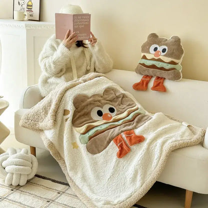 Cream cartoon lamb wool blanket bedroom sweet heart sofa cover