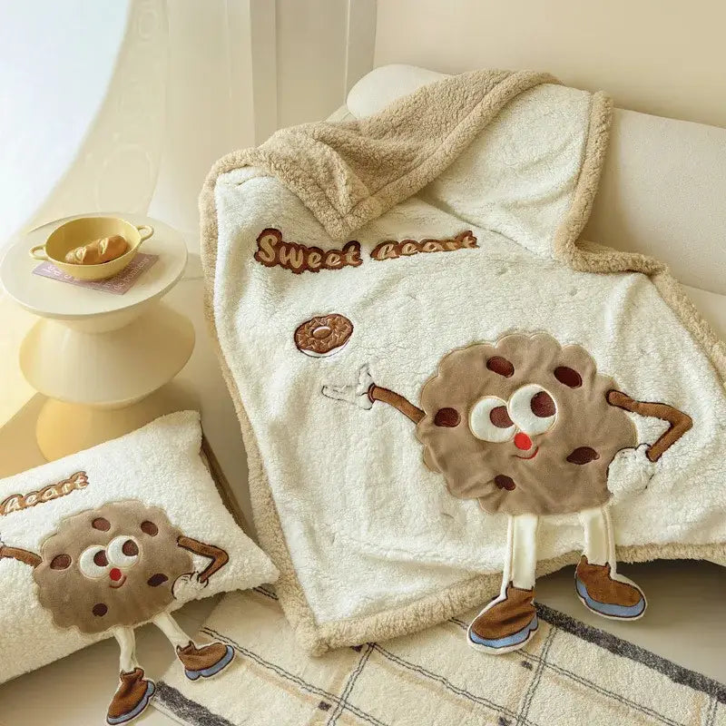 Cream cartoon lamb wool blanket bedroom sweet heart sofa cover