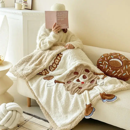 Cream cartoon lamb wool blanket bedroom sweet heart sofa cover