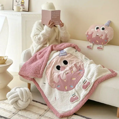 Cream cartoon lamb wool blanket bedroom sweet heart sofa cover