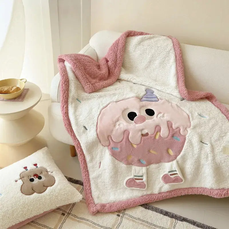 Cream cartoon lamb wool blanket bedroom sweet heart sofa cover