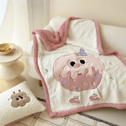 Cream cartoon lamb wool blanket bedroom sweet heart sofa cover