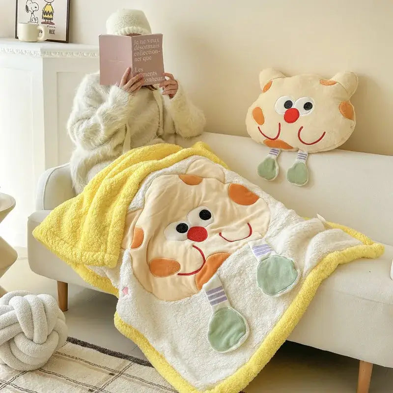 Cream cartoon lamb wool blanket bedroom sweet heart sofa cover