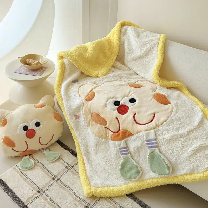 Cream cartoon lamb wool blanket bedroom sweet heart sofa cover
