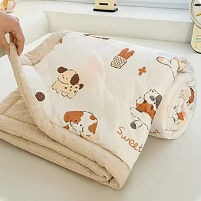 Cream cartoon pattern summer quilt – bedroom soft duck comforter