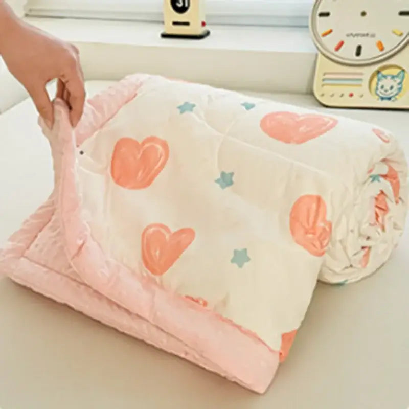 Cream cartoon pattern summer quilt – bedroom soft duck comforter