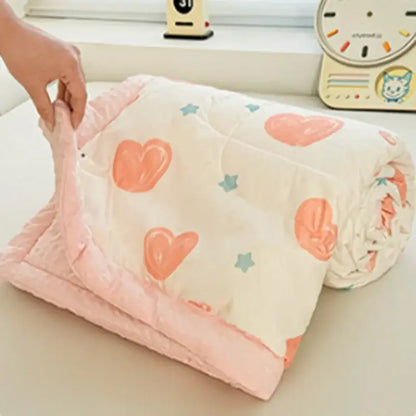 Cream cartoon pattern summer quilt – bedroom soft duck comforter