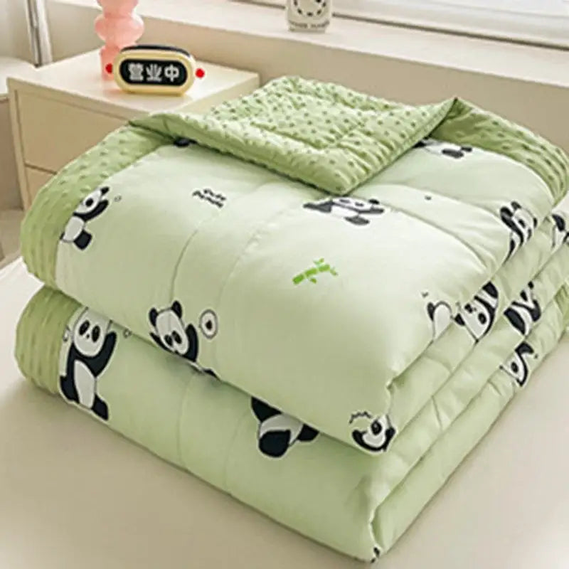 Cream cartoon pattern summer quilt – bedroom soft duck comforter