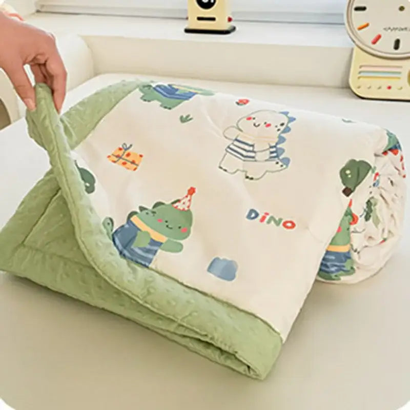 Cream cartoon pattern summer quilt – bedroom soft duck comforter
