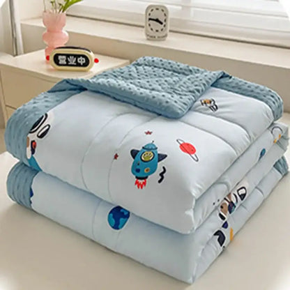 Cream cartoon pattern summer quilt – bedroom soft duck comforter
