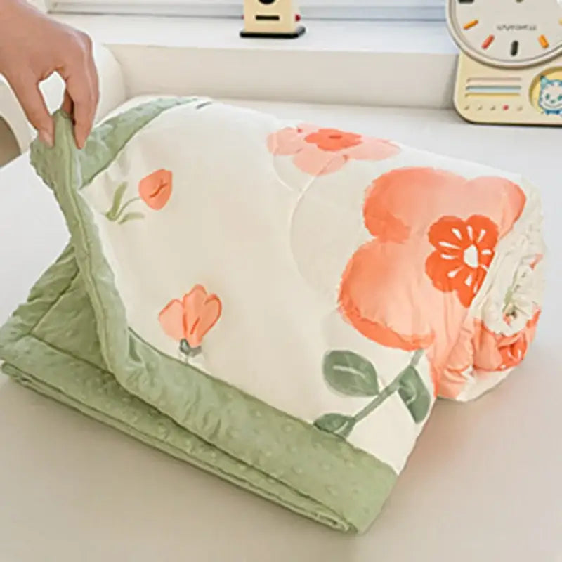 Cream cartoon pattern summer quilt – bedroom soft duck comforter