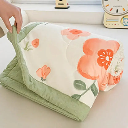 Cream cartoon pattern summer quilt – bedroom soft duck comforter