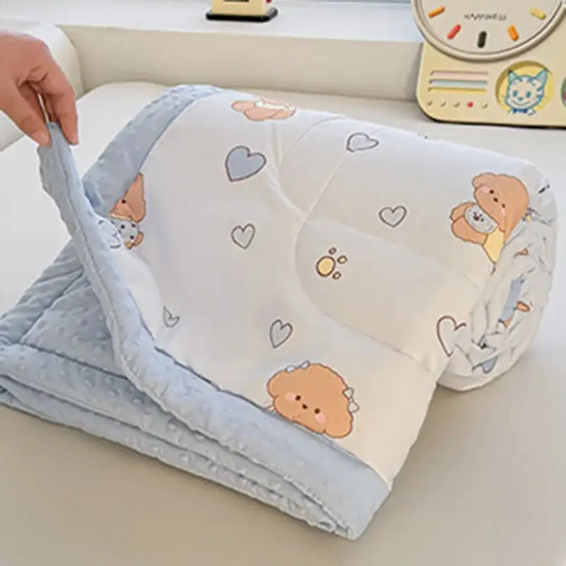Cream cartoon pattern summer quilt – bedroom soft duck comforter