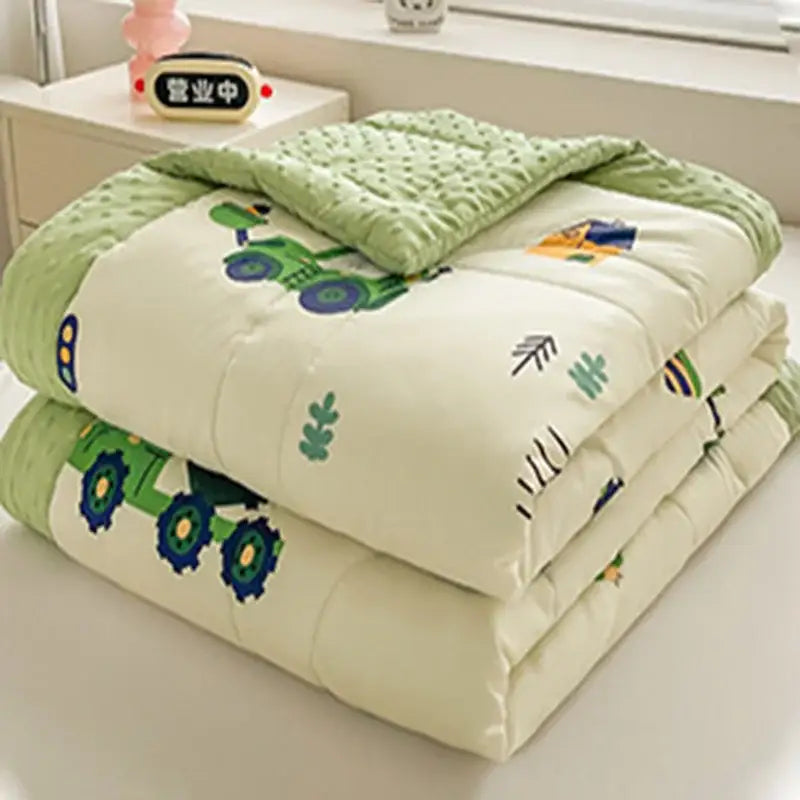 Cream cartoon pattern summer quilt – bedroom soft duck comforter
