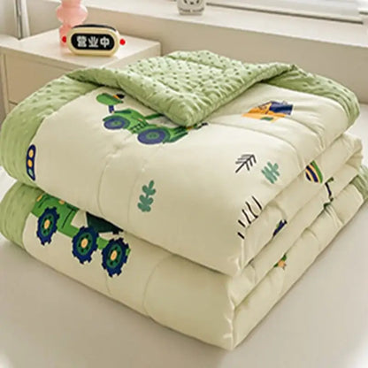 Cream cartoon pattern summer quilt – bedroom soft duck comforter