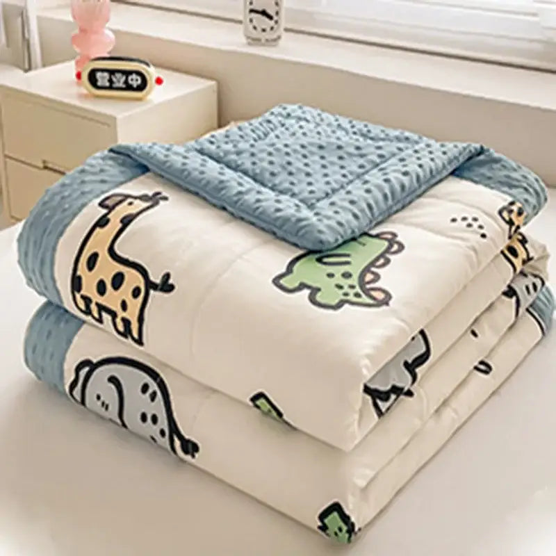 Cream cartoon pattern summer quilt – bedroom soft duck comforter