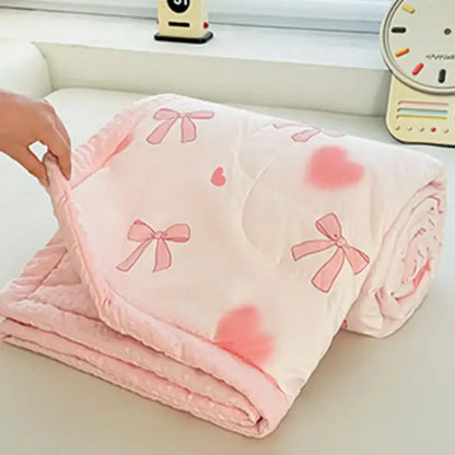Cream cartoon pattern summer quilt – bedroom soft duck comforter