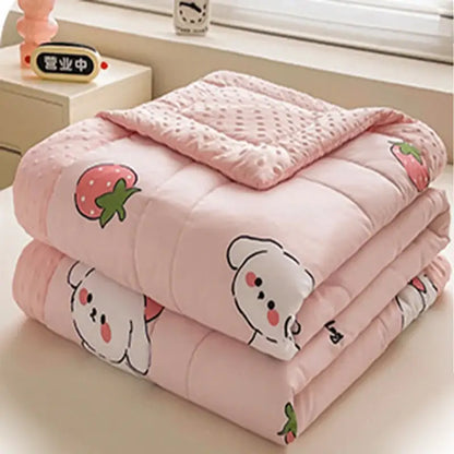 Cream cartoon pattern summer quilt – bedroom soft duck comforter
