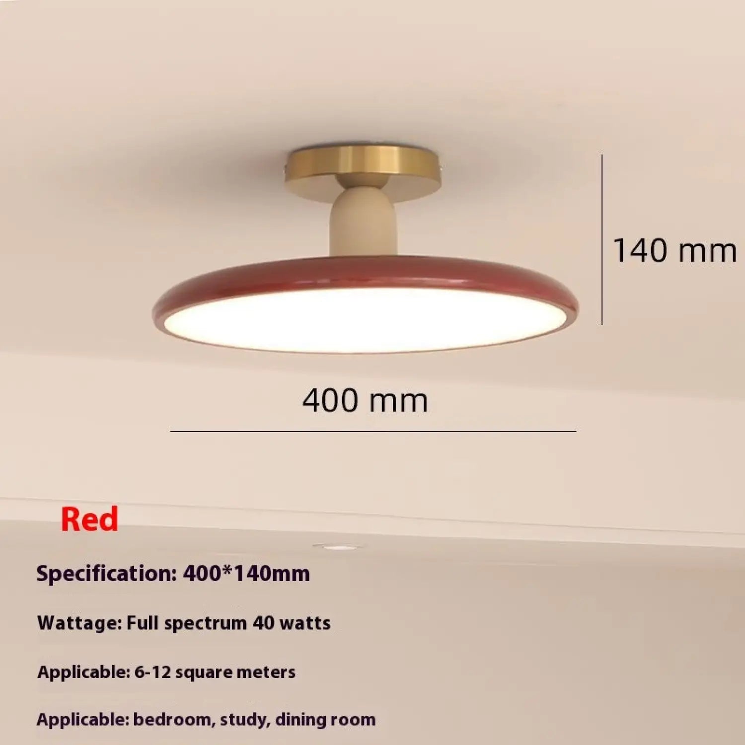 Cream Ceiling Light for Bedroom with Full Spectrum Lighting