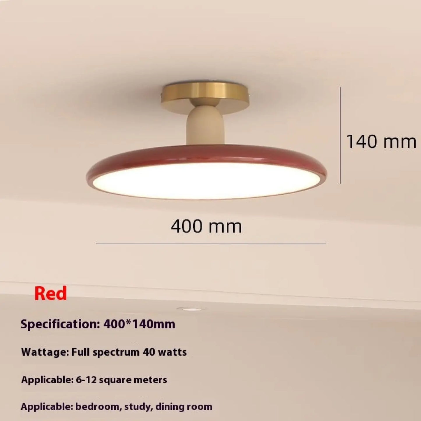 Cream Ceiling Light for Bedroom with Full Spectrum Lighting