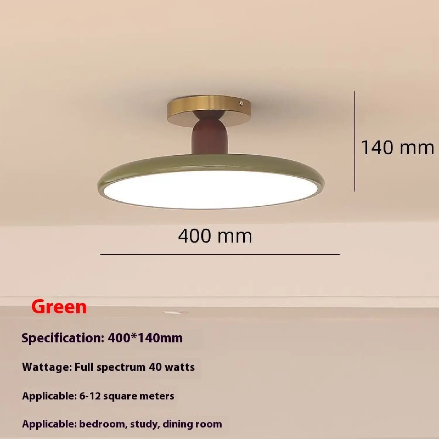 Cream Ceiling Light for Bedroom with Full Spectrum Lighting