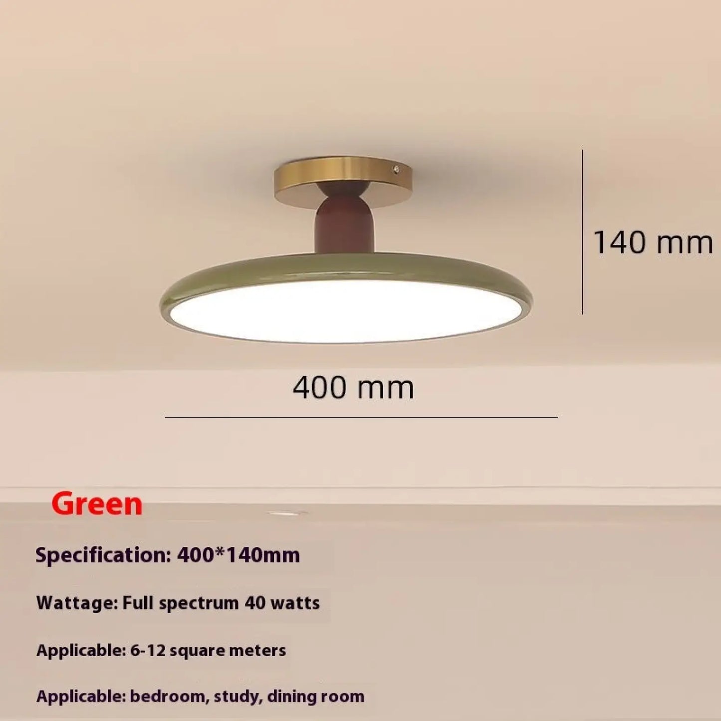 Cream Ceiling Light for Bedroom with Full Spectrum Lighting