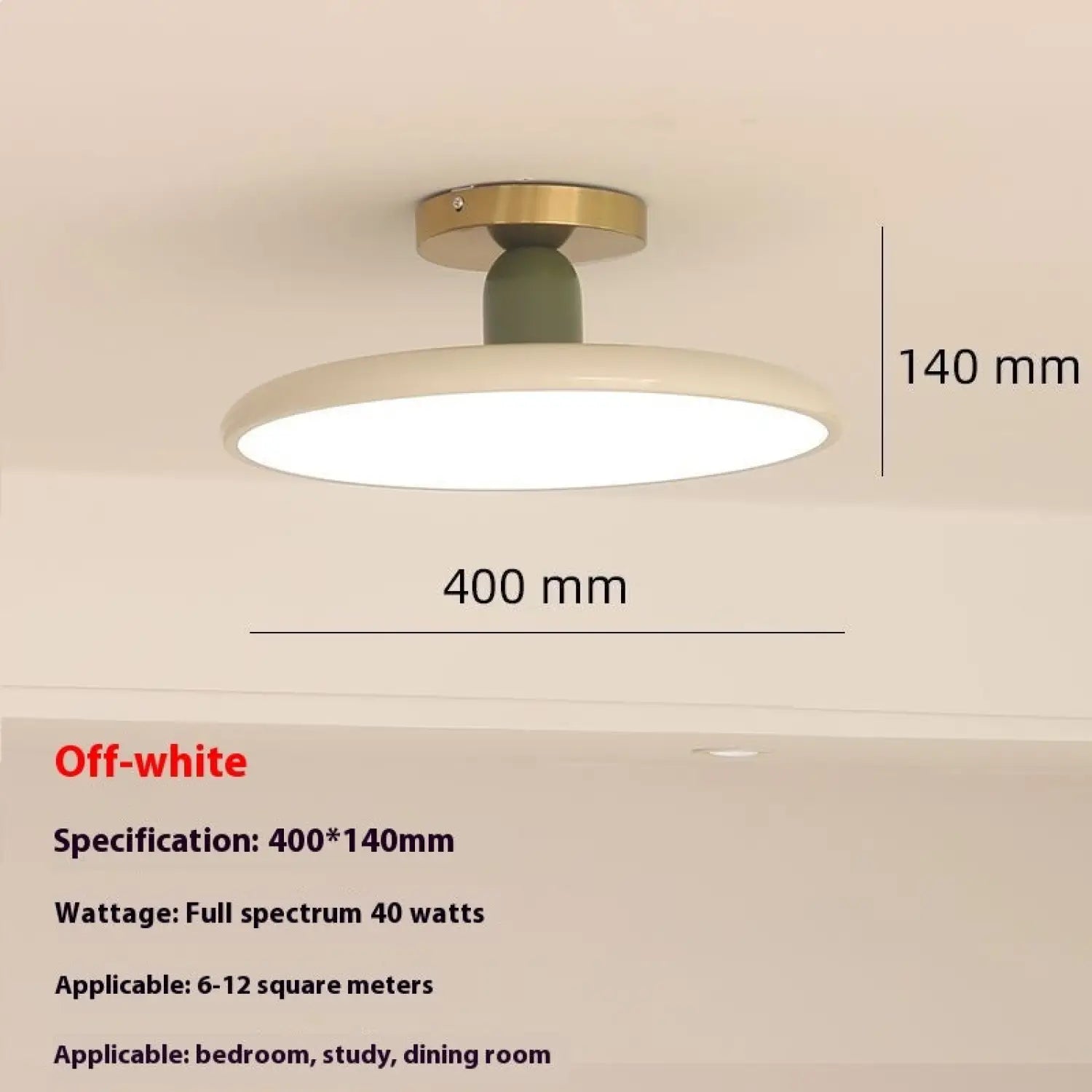 Cream Ceiling Light for Bedroom with Full Spectrum Lighting