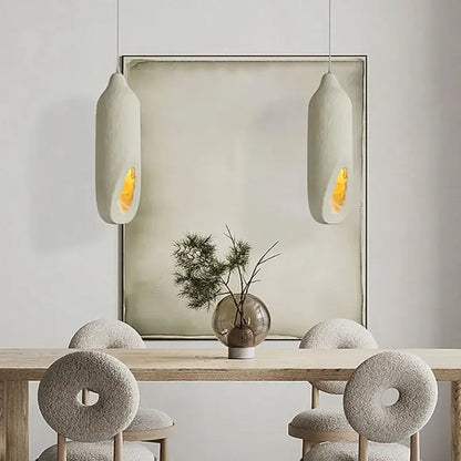 Cream ceramic pendant light cement handmade living room