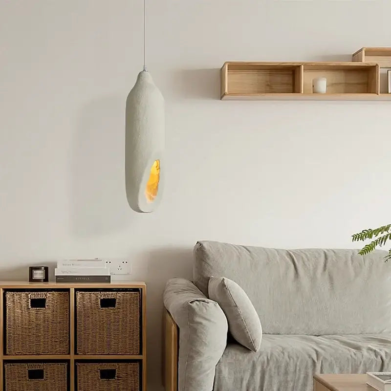 Cream ceramic pendant light cement handmade living room
