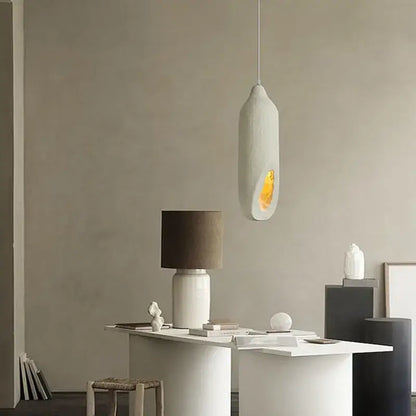Cream ceramic pendant light cement handmade living room